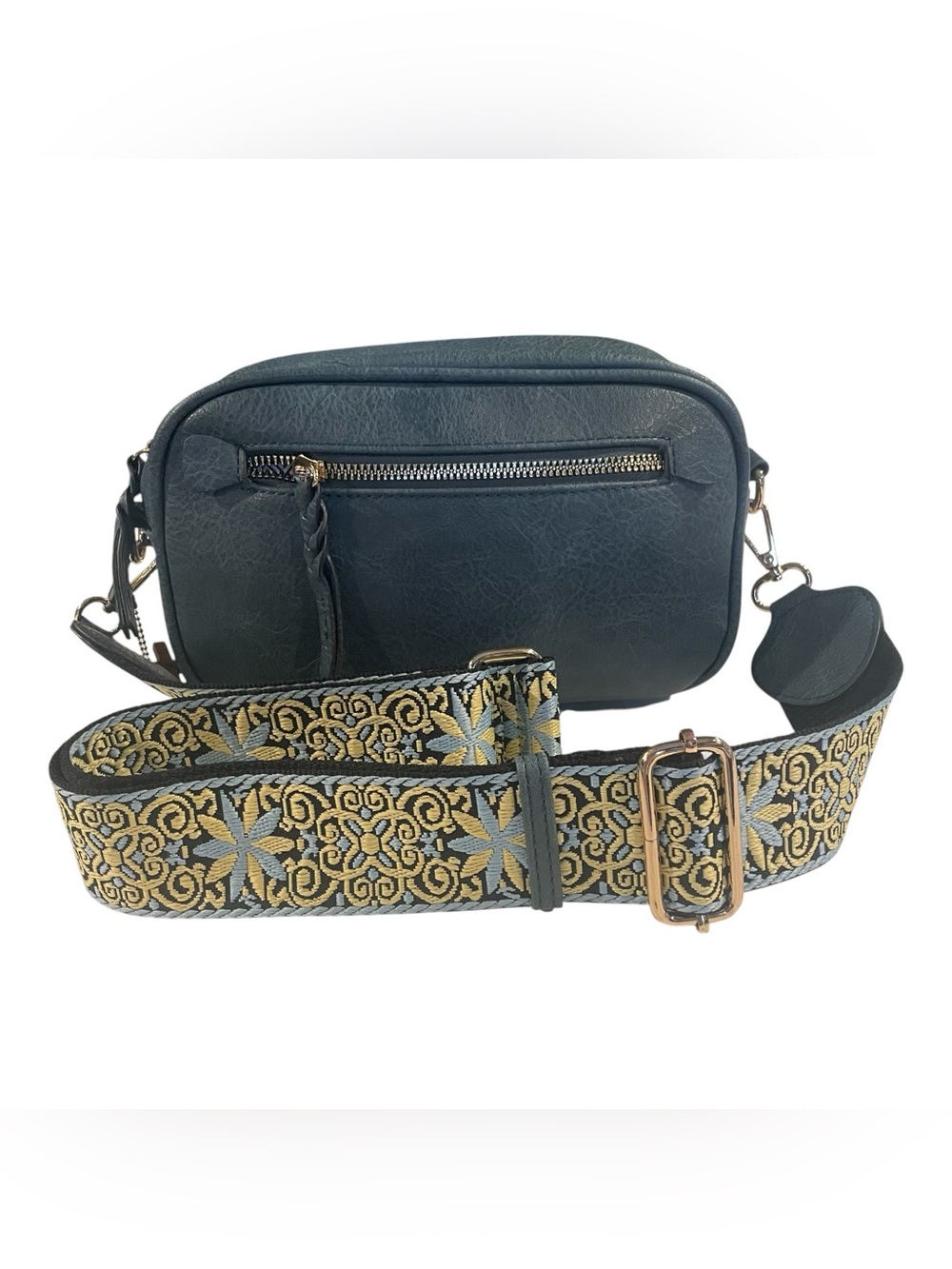 Crossbody Bag Small Blue Wide Guitar Strap Camera Purse Shoulder Handbag Satchel